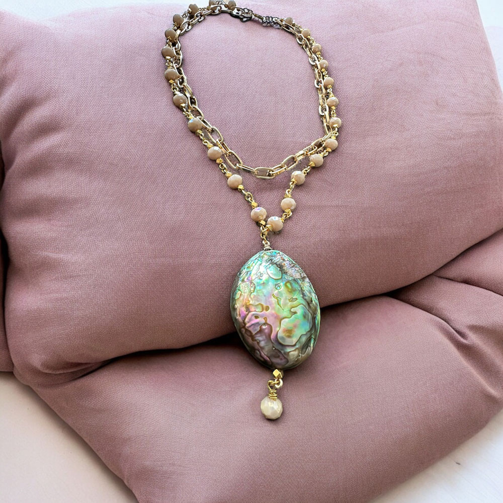 Elegant Crystal & Abalone Necklace - Image 3