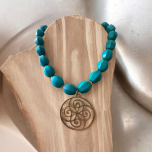 Stylish Turquoise Gold Necklace