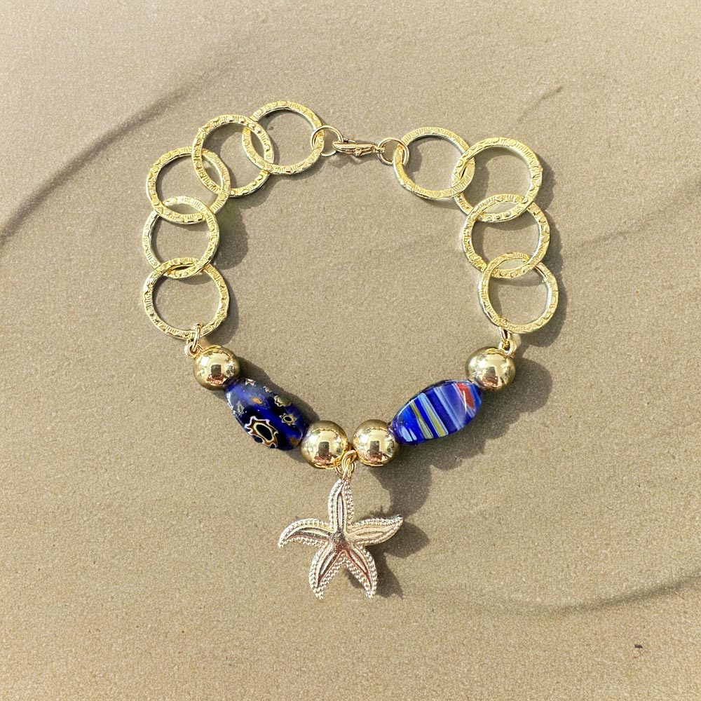 Elegant Hematite Lampwork Bracelet