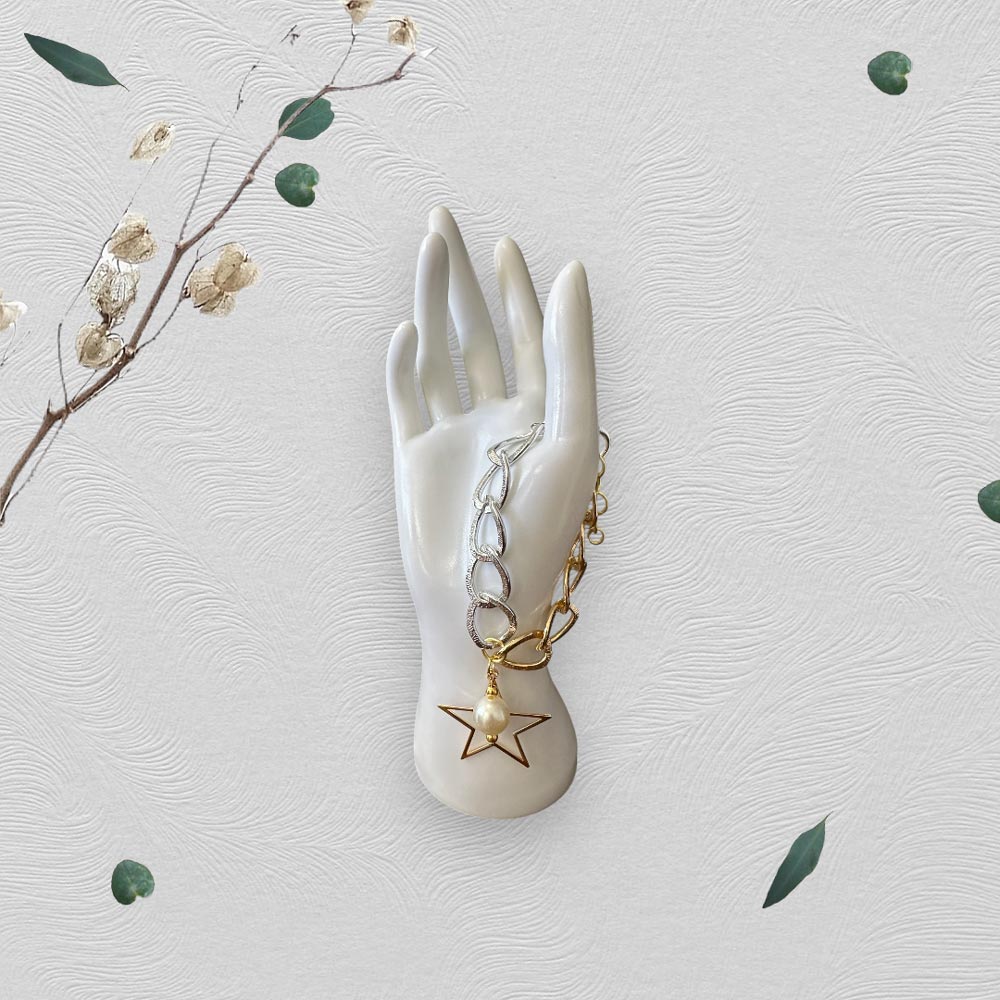 Glamorous Steel and Pearl Bracelet - Image 2