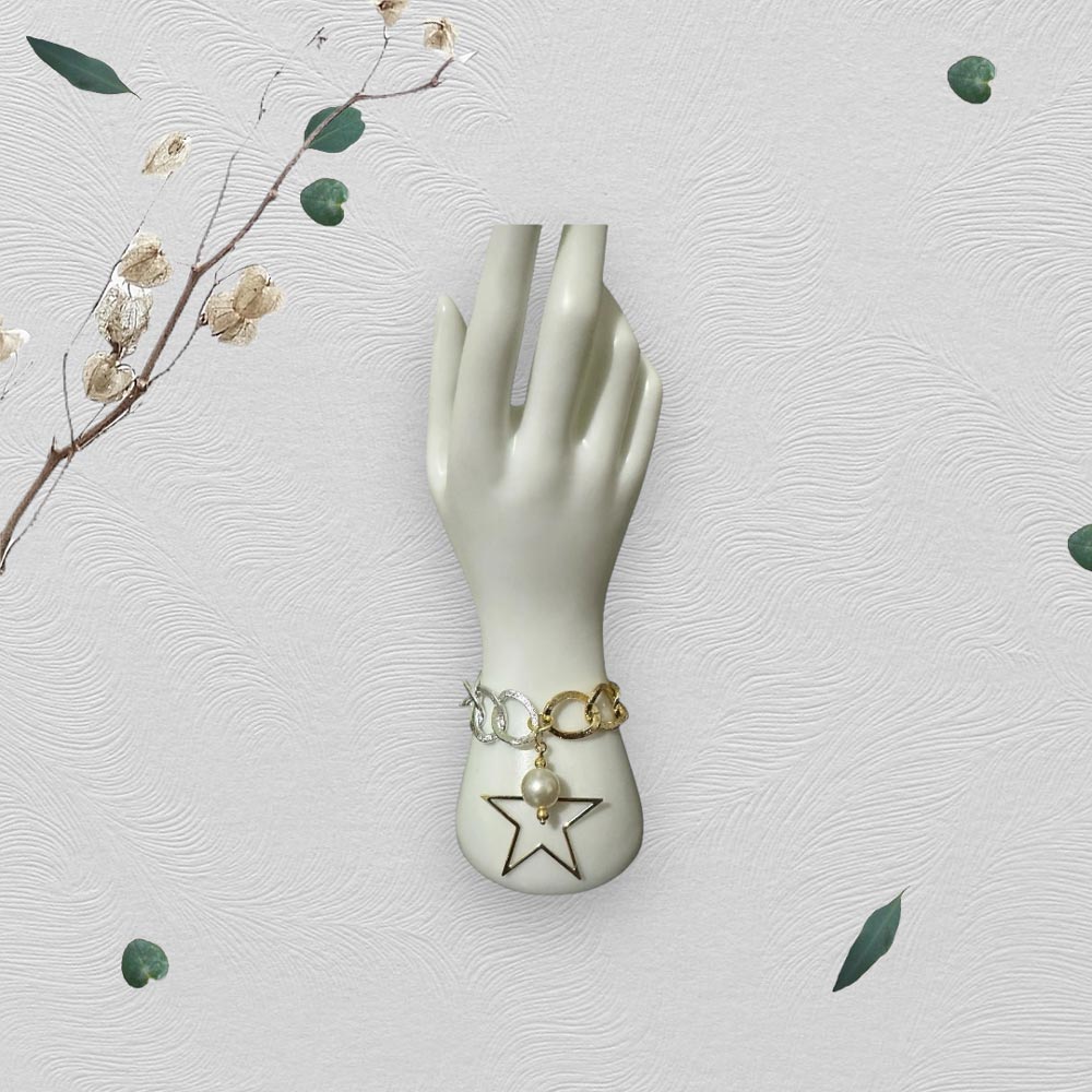 Glamorous Steel and Pearl Bracelet - Image 3