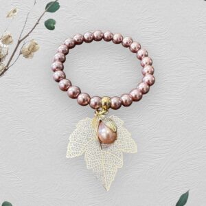 Crystal Pearl Steel Pendant Bracelet