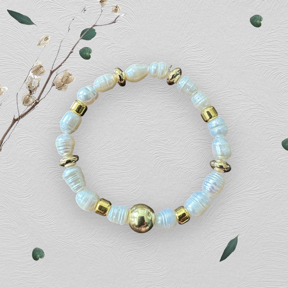 Golden Hematite Pearl Bracelet