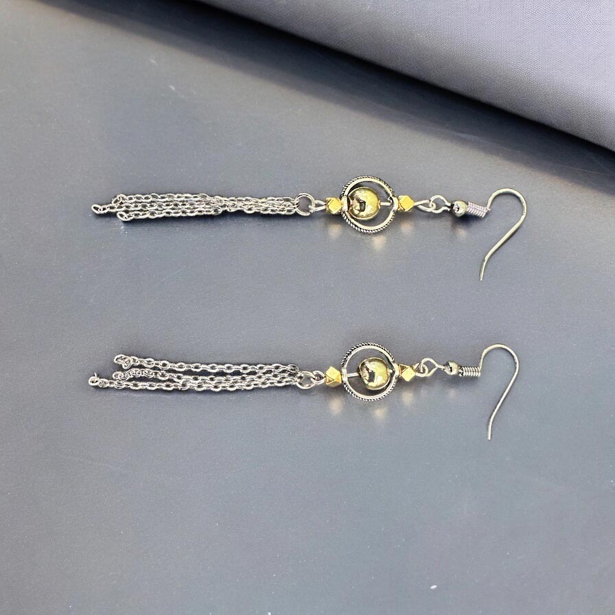 Hematite & Steel Chain Earrings