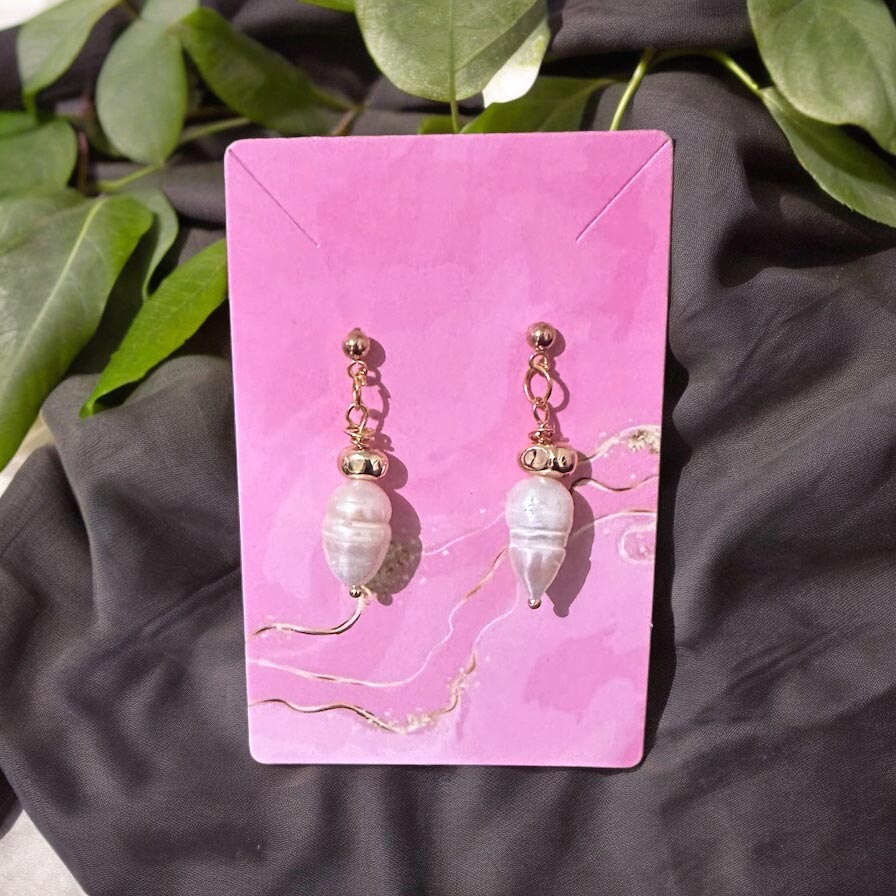Elegant Hematite Pearl Earrings