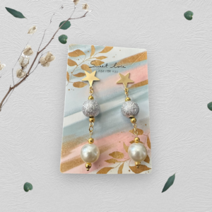 Elegant Steel Pearls Earrings
