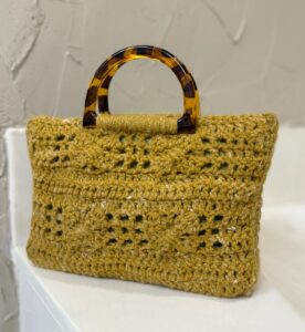 Yellow Crochet Bag with Lining